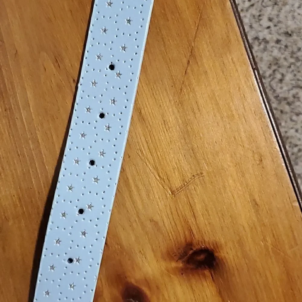 1.5 inch wide starred baby blue belt